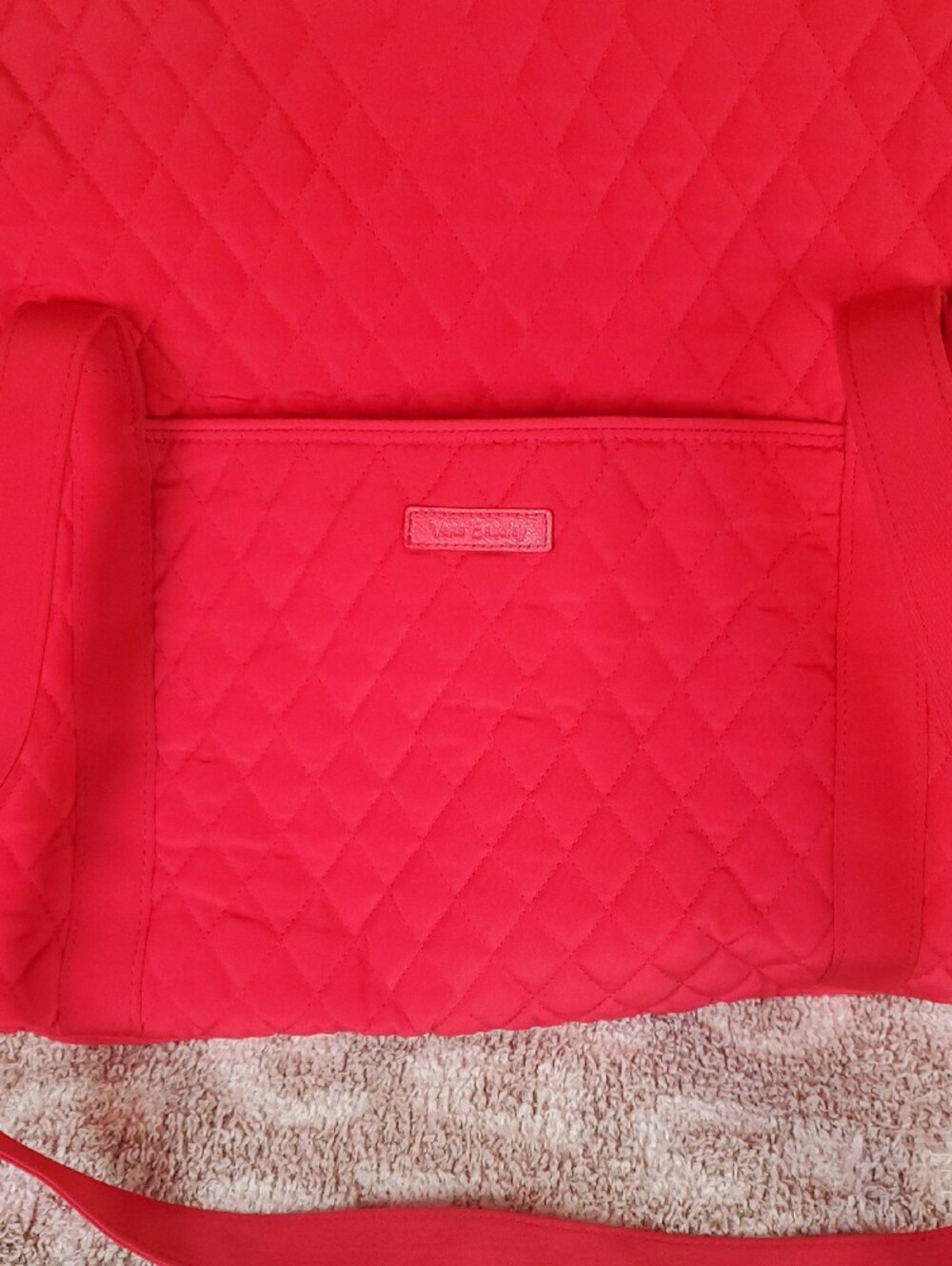 Large Vera Bradley Quilted Red Weekender Tote Bag - Picture 3 of 7